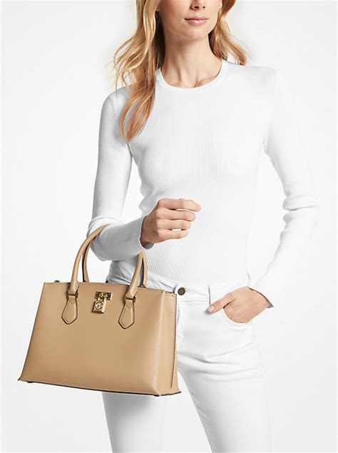 michael kors dillon saffiano leather satchel white|michael kors ruby medium satchel.